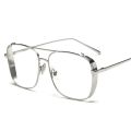 Blue Ray Cut Prescription Power Glasses Finished Unisex Retro Silver Square Frame Prescription Spectacles. 
