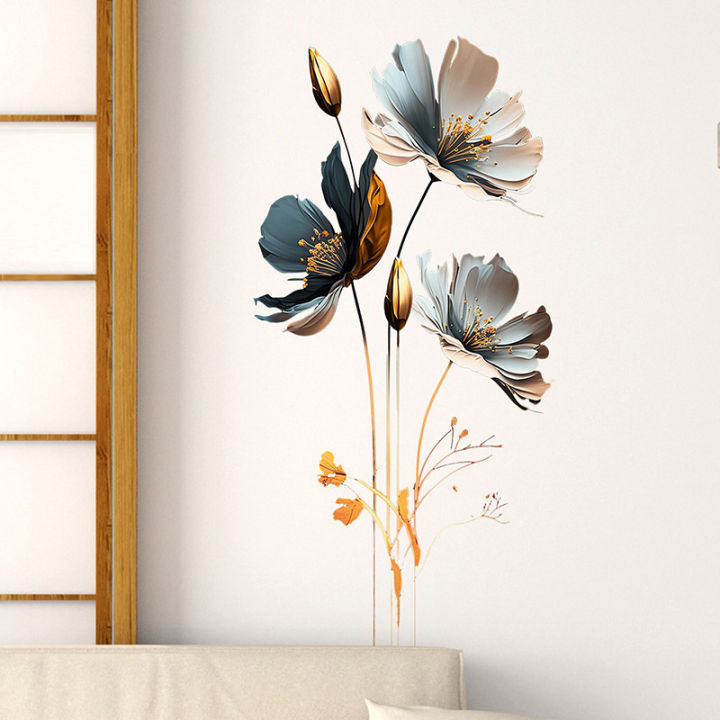 Beautiful Flower Wall Sticker For Living Room Background Decor Decals Bedroom Beautify Home Decoration Self-adhesive Wallpaper Moyao