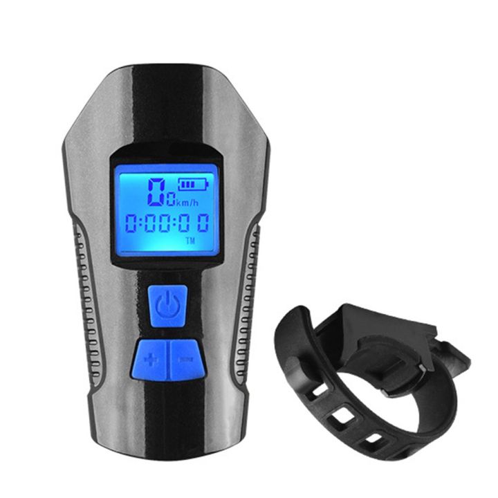 Waterproof Bicycle Light USB Charging Bike Front Flashlight Handlebar Horn - black blue