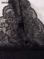 Sutuiying Sales promotion Contrast Lace Ruffle Trim Lingerie Sets Deep V Slip Babydoll Dress Thong Women's Lingerie Underwear. 