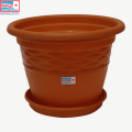 Bagmati Orange 8" Flower Pot / Gamala With Plate. 