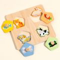 Educational Toys Puzzle Board Wooden Toys 3D Puzzles Pattern Cognitive Interactive Shape Matching Board Game DIY Logical Thinking Animal Jigsaw Toys Parent Child. 