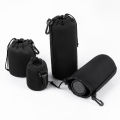 Camera Lens Pouch Bag Soft Neoprene Drawstring Protector Case 4Pcs Set. 