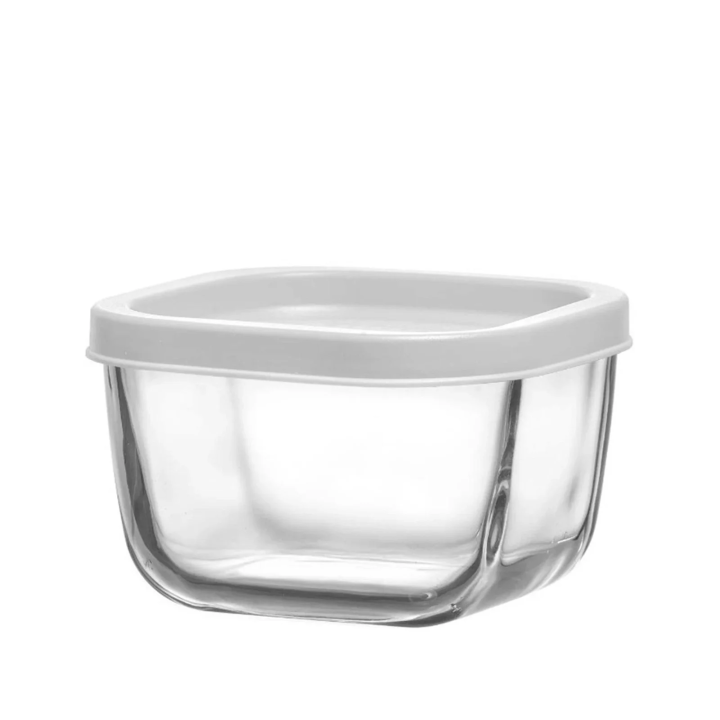 LAV Cube Glass Bowl With Lid 405ml - Set Of 2pcs