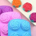 6 Cavity Rose Silicon Mold For Soapmaking, Candle Making Kit. 