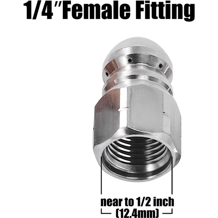 Sewer%20Jetter%20Nozzle%20for%20Pressure%20Washer,Drain%20Cleaning%20Tips,Rotating%20Button%20Nose%20with%201/4%20inch%20Quick%20Connect,5000PSI%20-%20Image%203