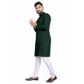 Green Solid Pure Cotton Kurta Pajama Set For Men. 