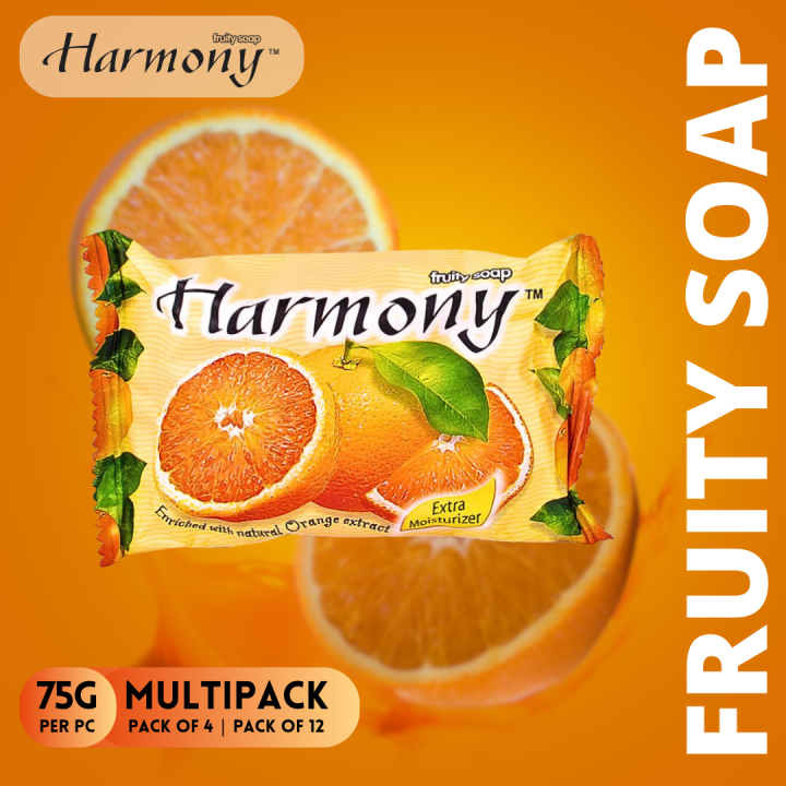 Harmony Fruity Soap Bar with Natural Orange Extract (75g) (Multipack)