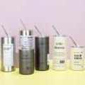 Water Bottle, Coffee Cup, Cup Straw Reusable Thermos Flask, Coffee Cup 304 Stainless Steel Double Layer, Portable American InsIce. 