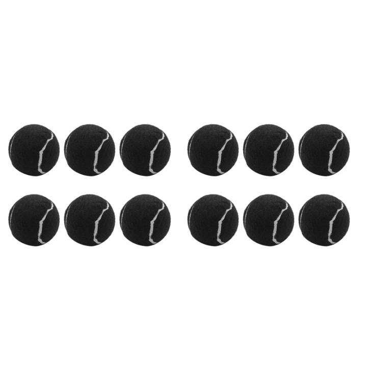 12Pcs Pack Tennis Balls Wear-Resistant Elastic Training Balls 66mm Ladies Beginners Practice Tennis Ball,Black