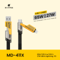MYPower 4 in 1 Multi Charging DataCable|  65WattType C to Type c| Usb to Type c | Usb to lightning | Type c to lightning | Metal Head Nylon Braided Cable | 1 Meter | MD411.. 