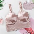 Women's Plain Strip Silk Bralette Comfortable Underwear Soft Bra for Ladies. 