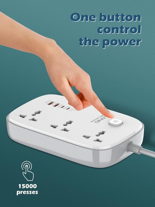 LDNIO%20SC3416%2065W%20PD%20Fast%20Charging%20Power%20Socket%20Multiplug%20with%203%20AC%20Universal%20Outlets,%202%20USB-C,%202%20USB-A%20Ports%20-%20Image%207