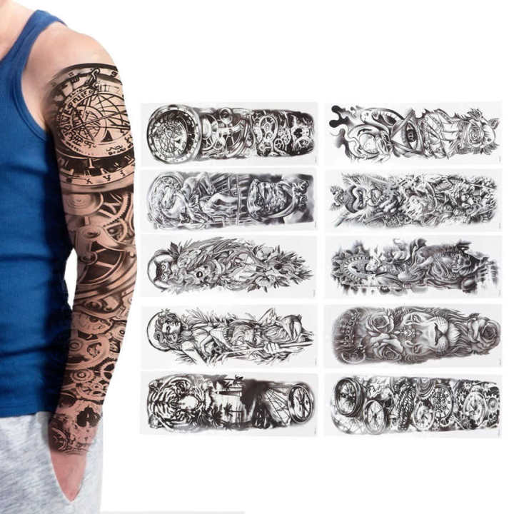10pcs%20Full%20Sleeve%20Temporary%20Tattoos%20Waterproof%20Long%20Lasting%20Fake%20Tattoo%20Stickers%20Set%20-%20Image%207