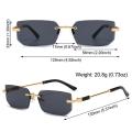 Retro UV400 Rimless Rectangle Sunglasses Y2K Frameless Sun Glasses Shades for Women & Men. 