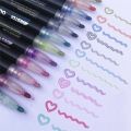 Outline Pen Marker, Multicolor Set Of 12 Glitter Shades (Pigment Ink, UV Resistant, Waterproof). 