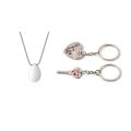 ARELENE 1 Set Teardrop Shape Of Waterdrop Cremation Urn Necklace & 1 Pair You Heart Shape Couple Key Chain Ring. 