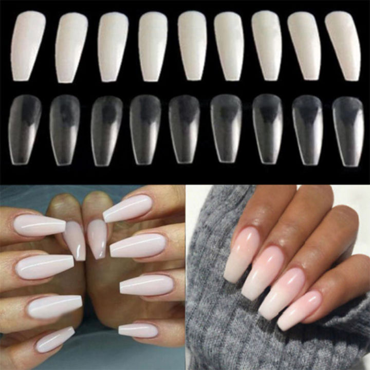 100 Pcs Fake Nails Cream With Glue