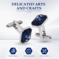 Kqueebee 1 Pair Fashion Diamond Colorful Glass Cufflinks Cuff Links Womens Mens Dress Business Wedding Cufflinks Gift Present(Blue). 