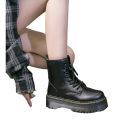 Black Tripal sole Martin Leather Boots for Women (HG-4). 