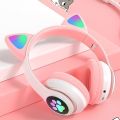 Cute Cat Ear Foldable Headphone With LED Light For Music Gaming And More. 