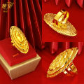 Big Gift Party African Jewelry Dubai arabian ethiopid gold long ring ladies adjustable size wedding nigerian jewelry. 