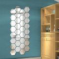 6/12PCs Hexagonal Diy 3D Mirror Wall Stickers Restaurant Aisle Floor Personality Decorative Mirror Paste Living Room Sticker. 