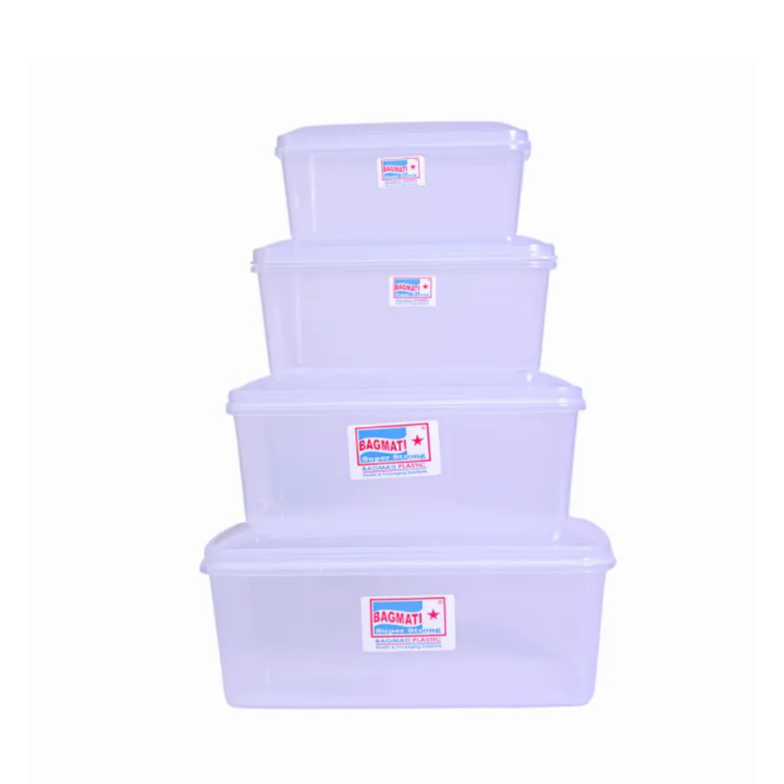 Multi Purpose Container Transparent Bagmati Set Of 4 Rectangle Plastic Container | Multipurpose Transparent ...