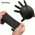 Wenefang 100/50/20PCS Black Nitrile Gloves Thickened Disposable Gloves for Cleaning Hairdressing Waterproof Dishwashing Tattoo Gloves. 