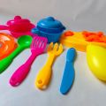 Kids Play Kitchen Pretend Bhadakuti Accessory Toy Set Plates And Dishes Including Food Pots Pans and Cooking Utensils BL. 