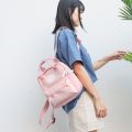 Portable Solid Color Parent-Child Backpack Canvas Zipper Mommy Bag Adjustable School Bag Women. 