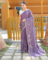 Elegant Pure Soft Silk Saree with Floral Thread Handwork & Designer Cutwork Border By Sapnaaz Fashion. 