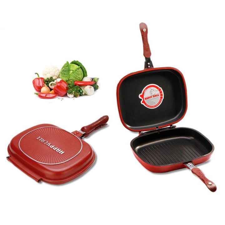 Happy Call Jumbo 32cm Non Stick Double Sided Fry Grill Pan Red Black Daraz .np