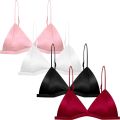 Women's Silk Satin Triangle Bralette Silk Triangle Bra with Adjustable Strap Soft Cup Wireless Bra Satin Smooth Wireless Bra Crop Top. 