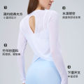 New slub yarn loose breathable luxury yoga wear top long sleeve hollow beauty back slim yoga blouse women. 