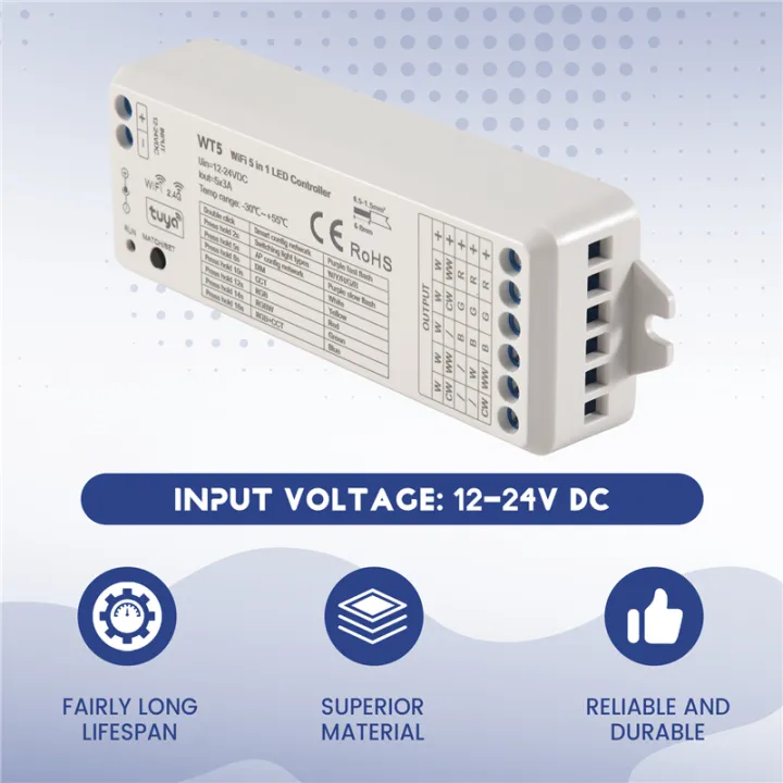NAMUNY%20Tuya%20LED%20Controller%205%20in%201%20Dimmer%20CCT%20RGB%20RGBW%20RGBWW%20RGBCCT%20Strip%20Smart%20Life%20Wifi%202.4G%20RF%20Remote%20Controller%2012-24V%20WT5%20-%20Image%205
