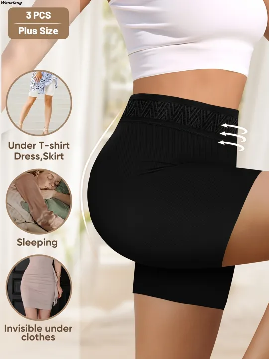 Wenefang%203pcs%20Women'S%20Plus%20Size%20High%20Waist%20Boxer%20Elegant%20Medium%20Stretch%20Luxury%20Tummy%20Control%20Boy%20Shorts%20Female%20Sports%20Tight%20Boxer%20-%20Image%205