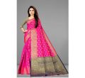 Fancy Jacquard Silk Saree Embossed Design With Matching Blouse. 