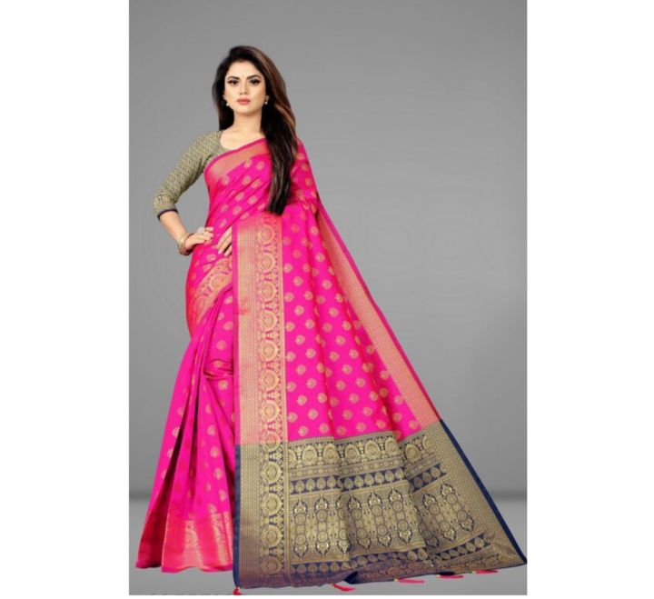 Fancy%20Jacquard%20Silk%20Saree%20Embossed%20Design%20With%20Matching%20Blouse%20-%20Image%202