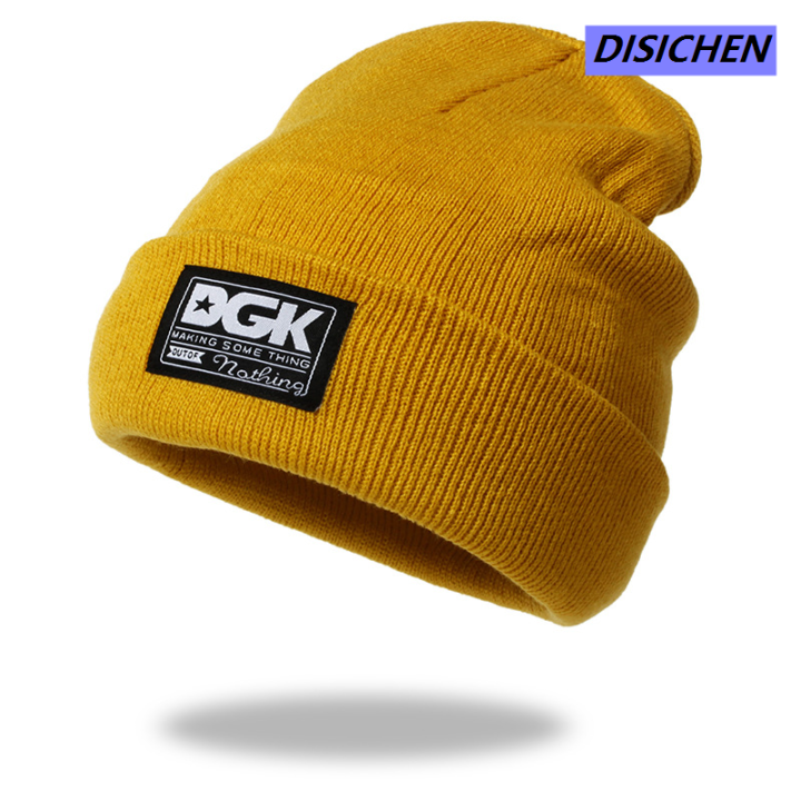 DISICHEN 【Best Price Guaranteed】 New Ski Hat Autumn and Winter Pullover Knitted Hat DGK Letter Wool Hat Unisex Beanie Hat for Men and Women