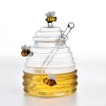 1Set Glass Honeycomb Tank Honey Storage Container With Dipper And Lid Honey Bottle For Home Wedding Party Kitchen Tools. 