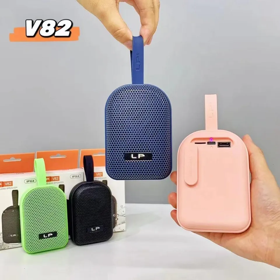 Enceinte Bluetooth sans fil LP V82 | Étanche IPX4 | Portable | Dragonne Noire