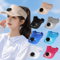 Gift Breathable Solar Fan Hat Elastic Rechargeable Wide Brim Fan Hat Portable UV Protection Cooling Sunshade Hat Beach. 