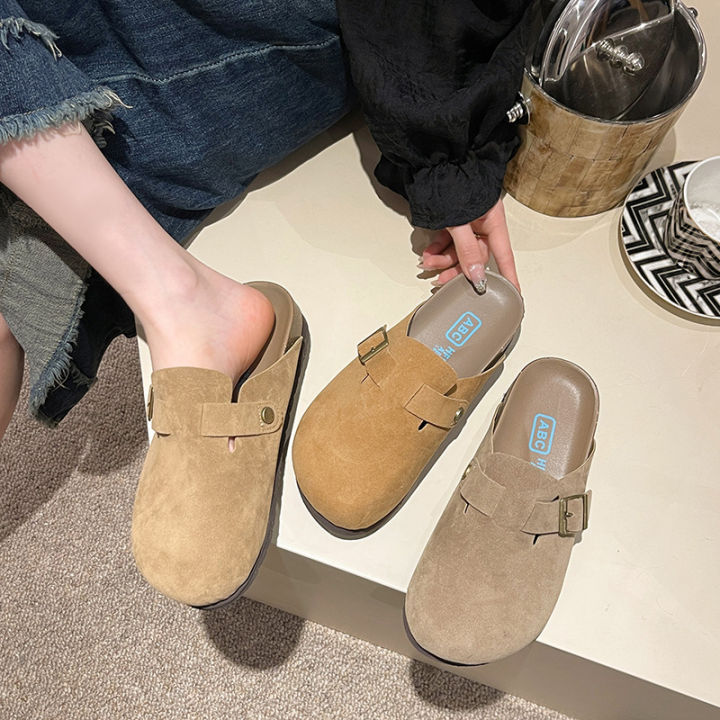 Birkenstock%20Half%20Slippers%202024%20Thick-soled%20Birkenstock%20Baotou%20Sandals%20and%20Slippers%20Women's%20Outwear%20Lazy%20Genuine%20Leather%20Cork%20Half%20Slippers%20-%20Image%204