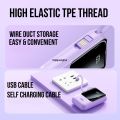 Xujiguanghui Q129 10000mAh Powerbank with 66W Super Fast Charging 20W PD Output | Built-in 4 Cables | Digital Display for Luxury Real-Time Charging | Compact High-Speed Powerbank by Qtech | Fast Charging for Android, iPhone, Laptops More. 
