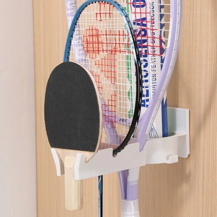 Batminton Racket Rope Stable Wall Mounted Badminton Racket Holder 3-Slots Punch Free Tennis ...