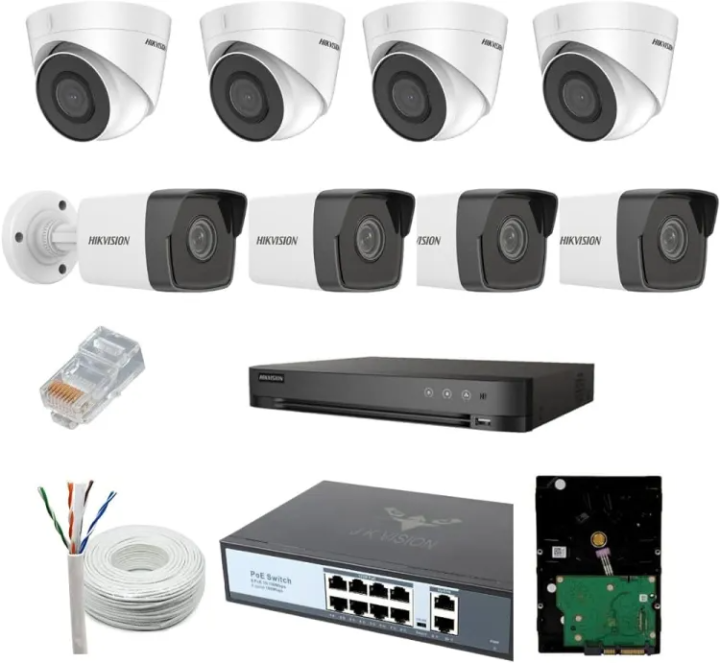 Hikvision 4 Channel IP CCTV Package with NVR,500GB Hard Disk
