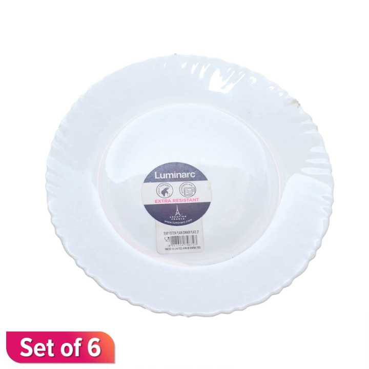 White Plain Luminarc Plate - 10.5", Set Of 6