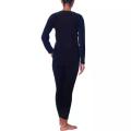 Women's Microfiber Polar Fleece Lined Long Johns Top And Bottom Thermal Set - Black. 