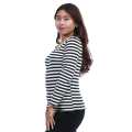 Black/White Cotton Round Neck Full Sleeve Lining Printed T-Shirt For Women. 